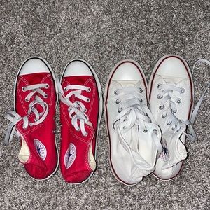 Red and white converse